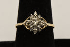 Vintage 14k Gold Diamond Cluster Ring - Size 8.25