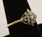 Vintage 14k Gold Diamond Cluster Ring - Size 8.25