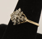 Vintage 14k Gold Diamond Cluster Ring - Size 8.25