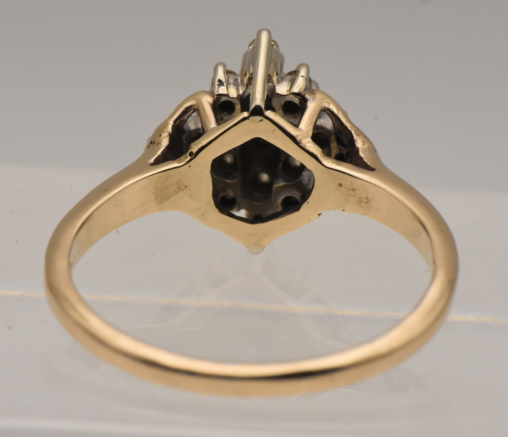 Vintage 14k Gold Diamond Cluster Ring - Size 8.25