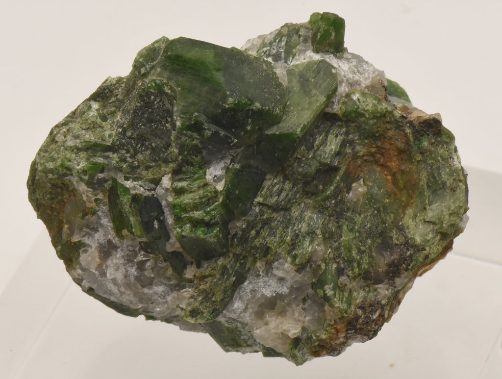Chromium Diopside Cluster on Quartz Matrix - Finland