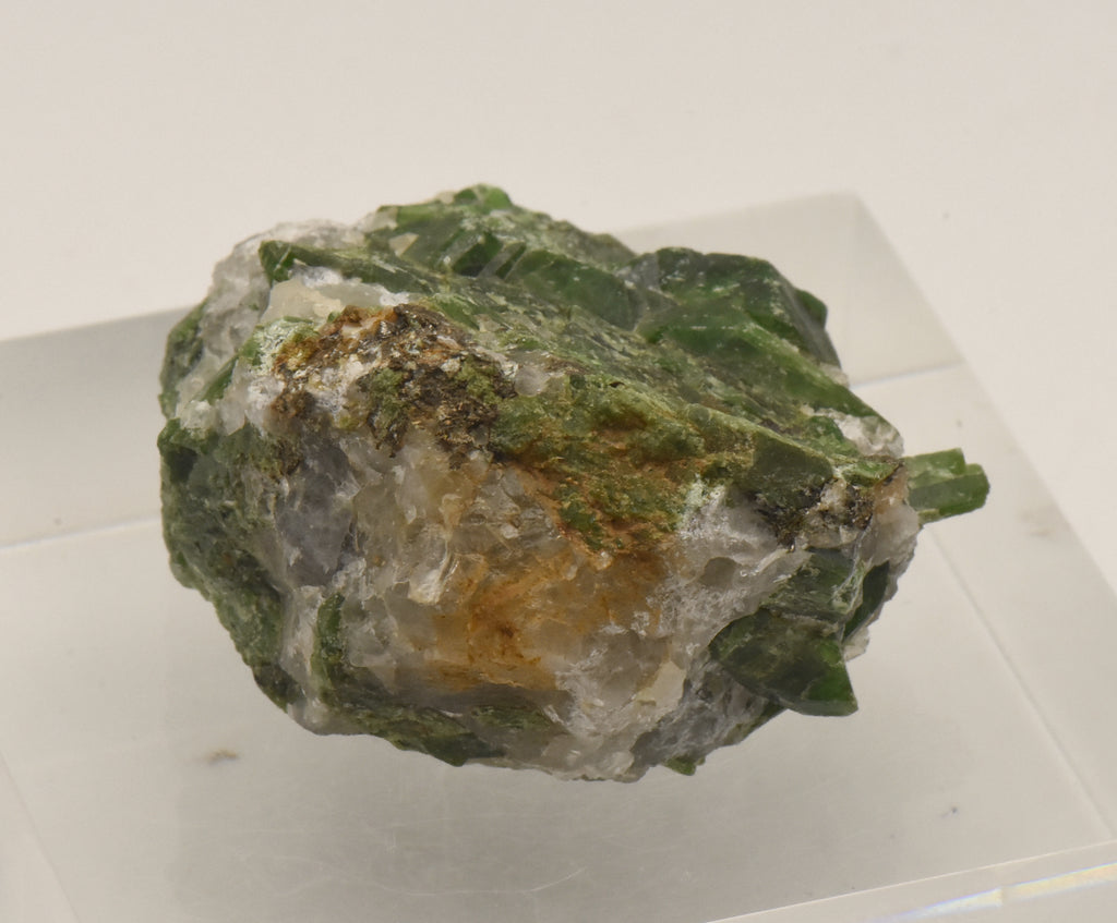 Chromium Diopside Cluster on Quartz Matrix - Finland
