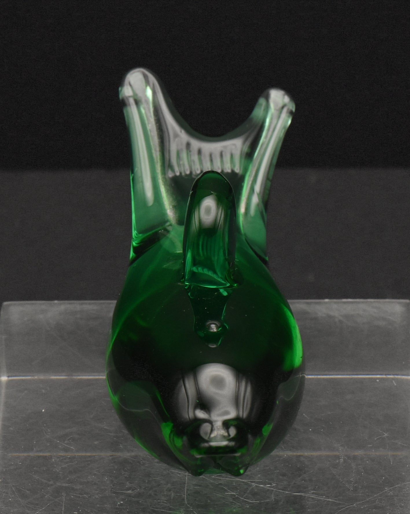 Vintage Hand Crafted Green Glass Dolphin? Figurine
