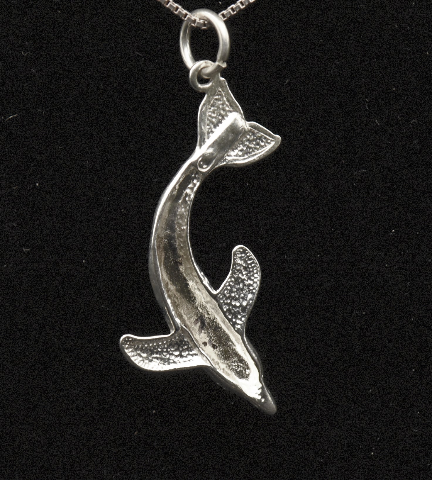 Sterling Silver Dolphin Pendant on Sterling Silver Chain Necklace - 18.25"