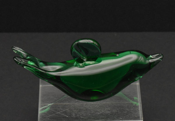 Vintage Hand Crafted Green Glass Dolphin? Figurine