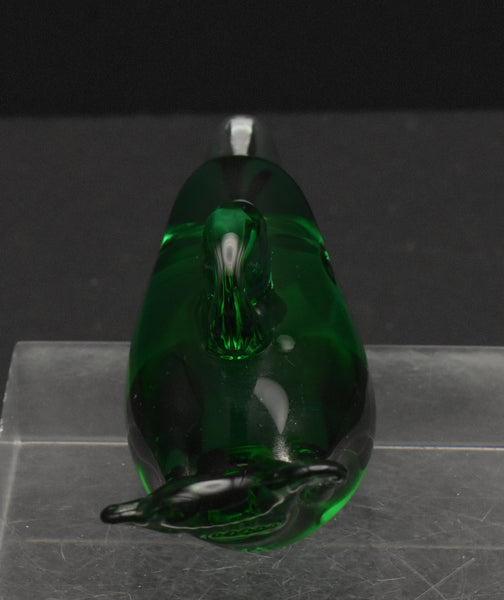 Vintage Hand Crafted Green Glass Dolphin? Figurine