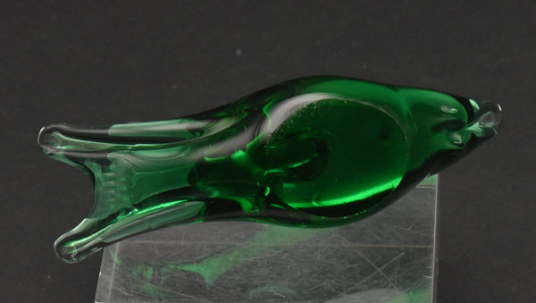 Vintage Hand Crafted Green Glass Dolphin? Figurine