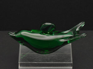 Vintage Hand Crafted Green Glass Dolphin? Figurine