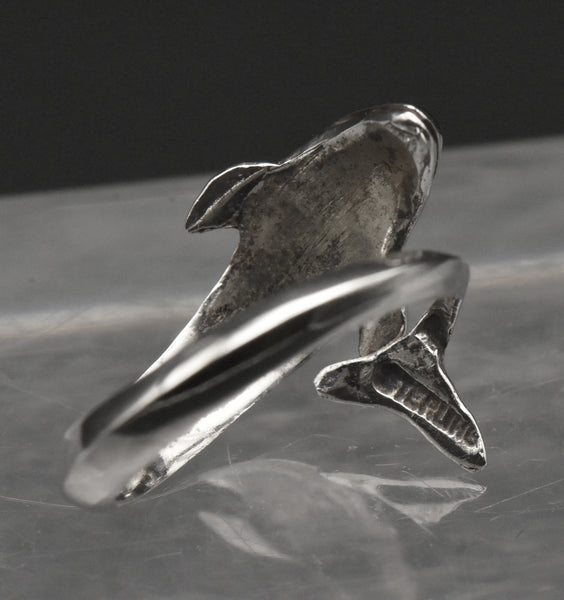 Vintage Sterling Silver Dolphin Adjustable Bypass Ring