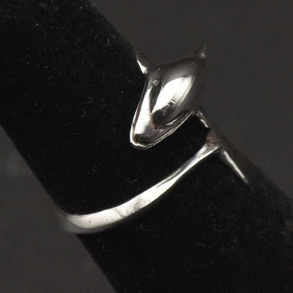 Vintage Sterling Silver Dolphin Adjustable Bypass Ring