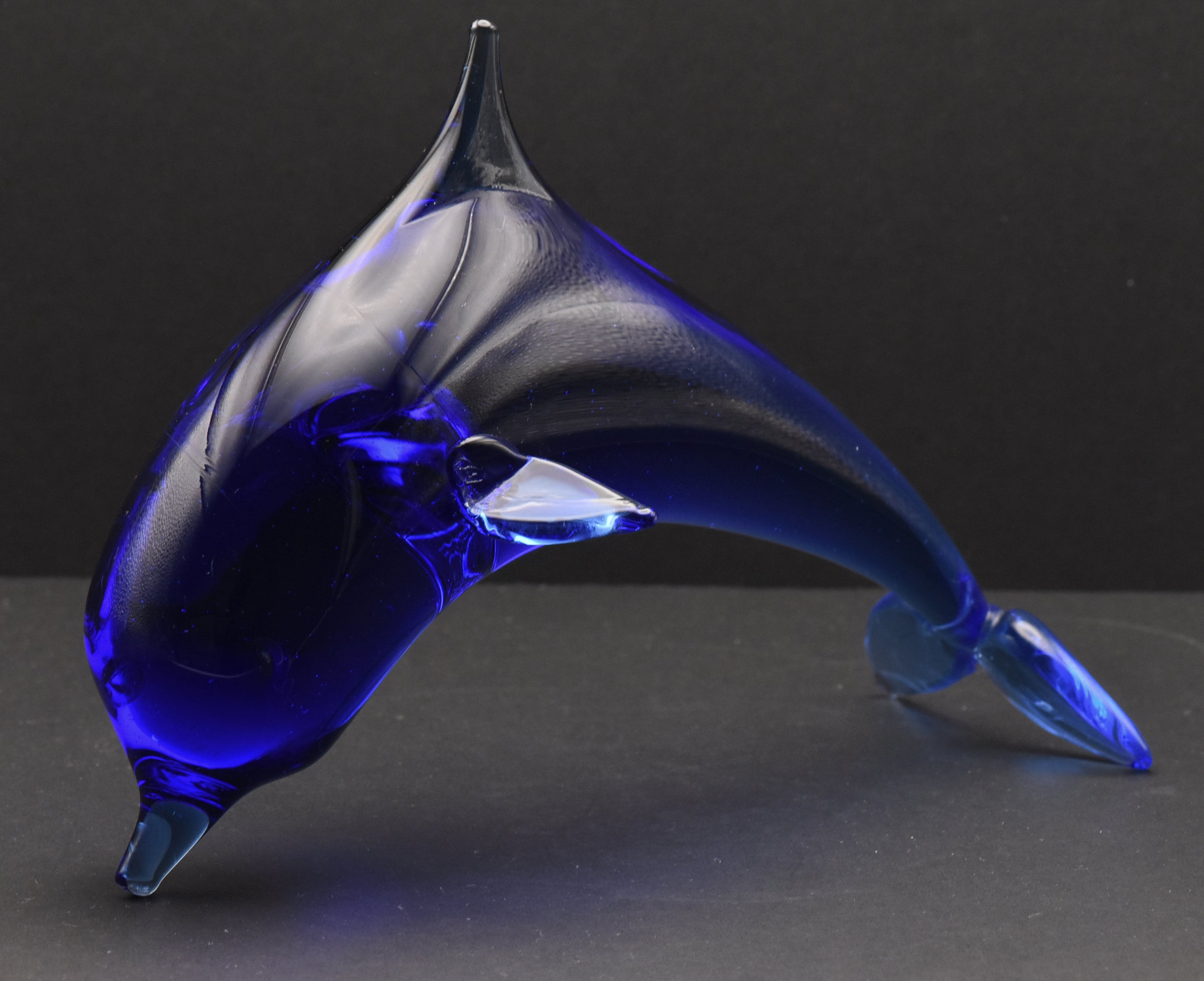 Vintage Handcrafted Cobalt Glass Dolphin Figurine