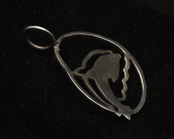 Vintage Sterling Silver Double Dolphin Pendant