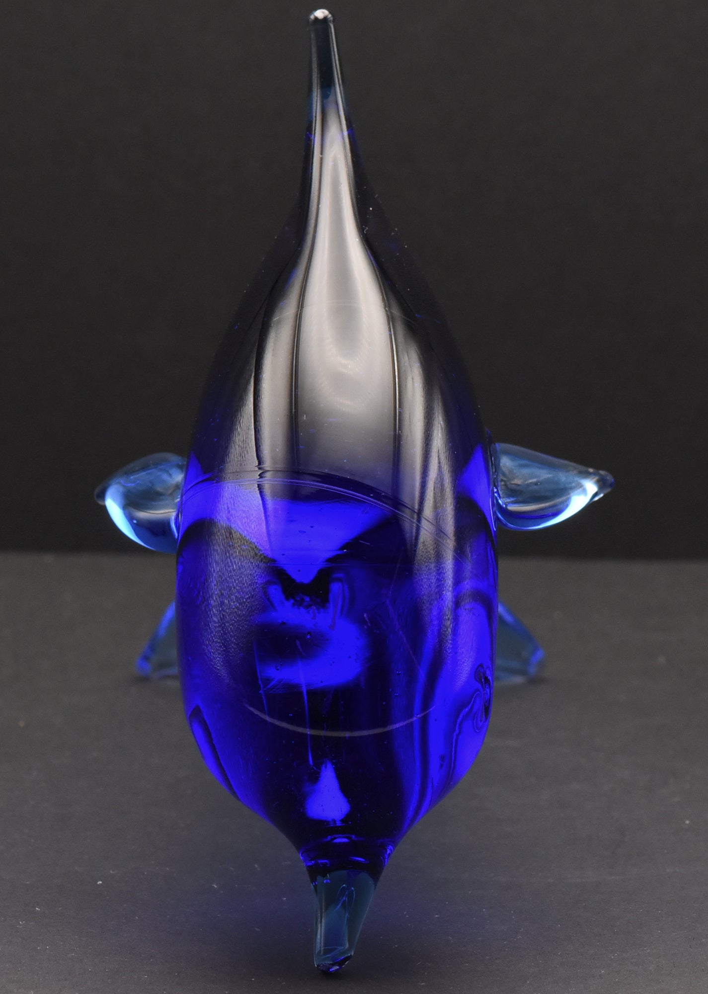 Vintage Handcrafted Cobalt Glass Dolphin Figurine
