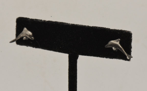 Vintage Sterling Silver Dolphin Stud Earrings