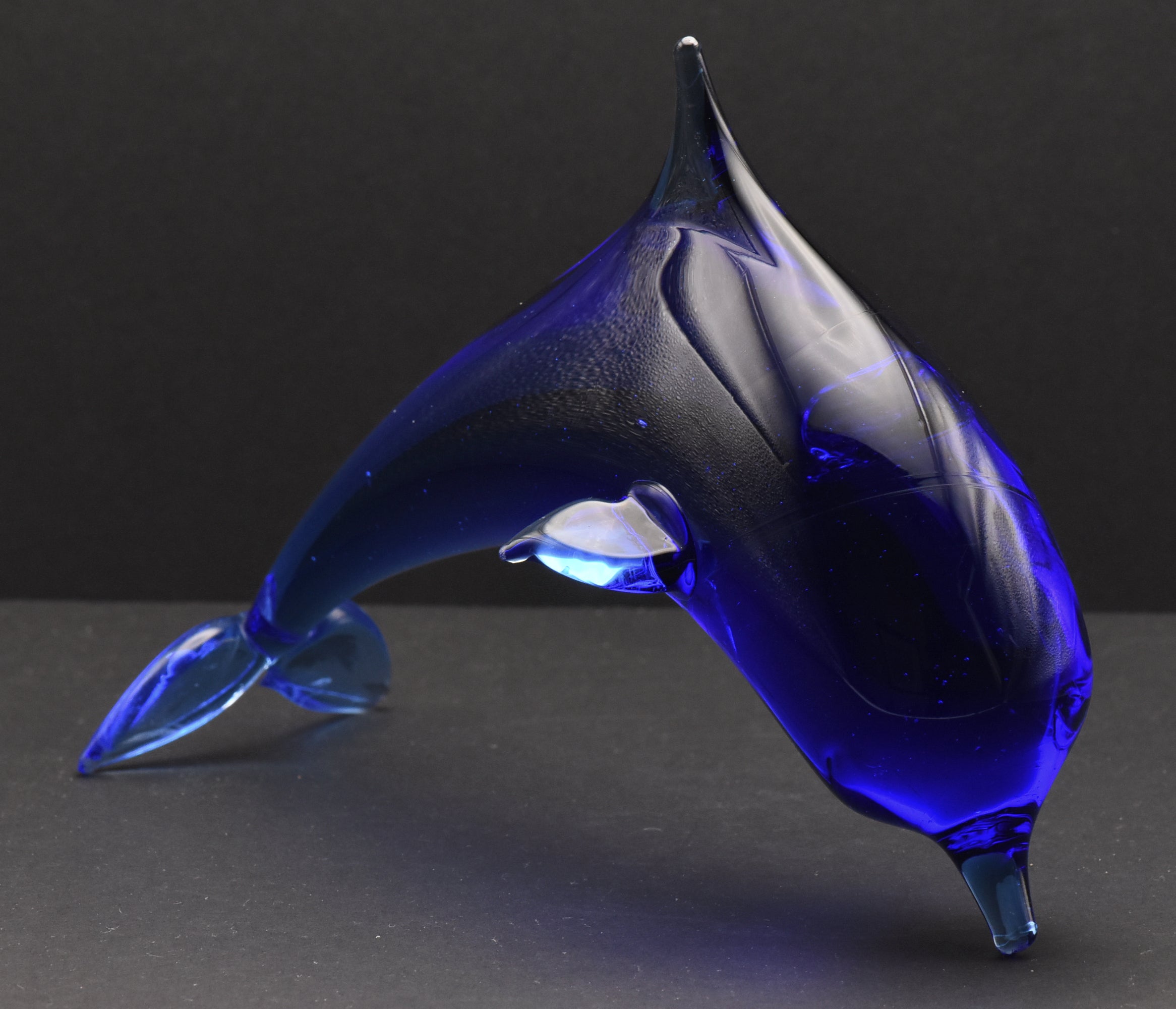 Vintage Handcrafted Cobalt Glass Dolphin Figurine