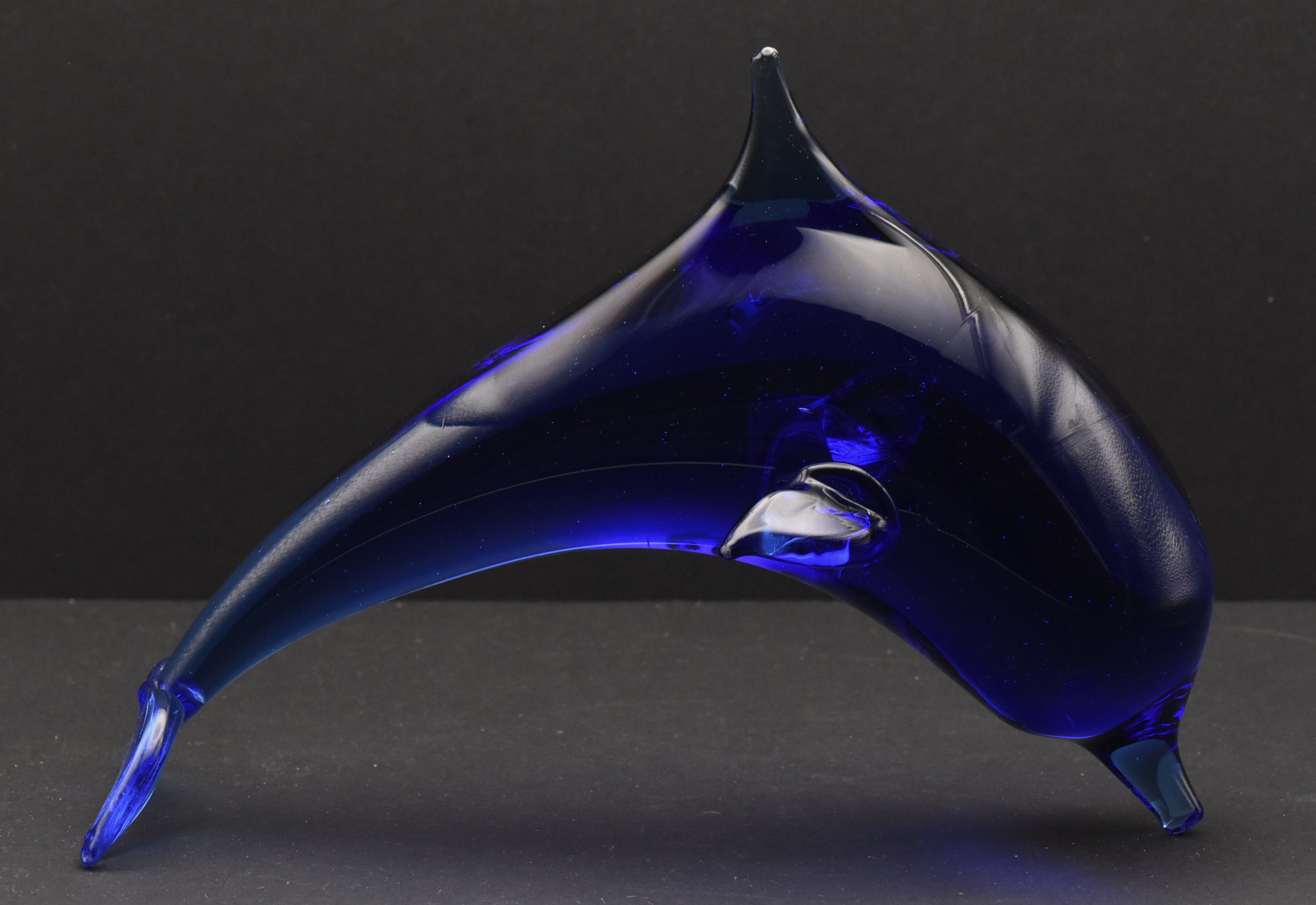 Vintage Handcrafted Cobalt Glass Dolphin Figurine