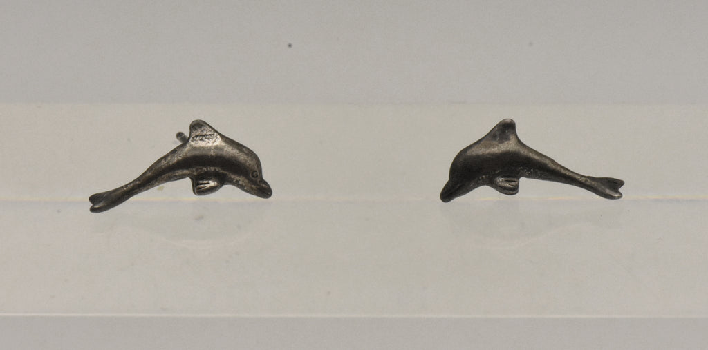 Vintage Sterling Silver Dolphin Stud Earrings