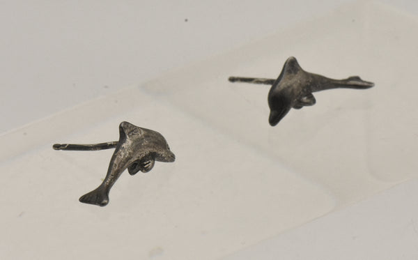 Vintage Sterling Silver Dolphin Stud Earrings