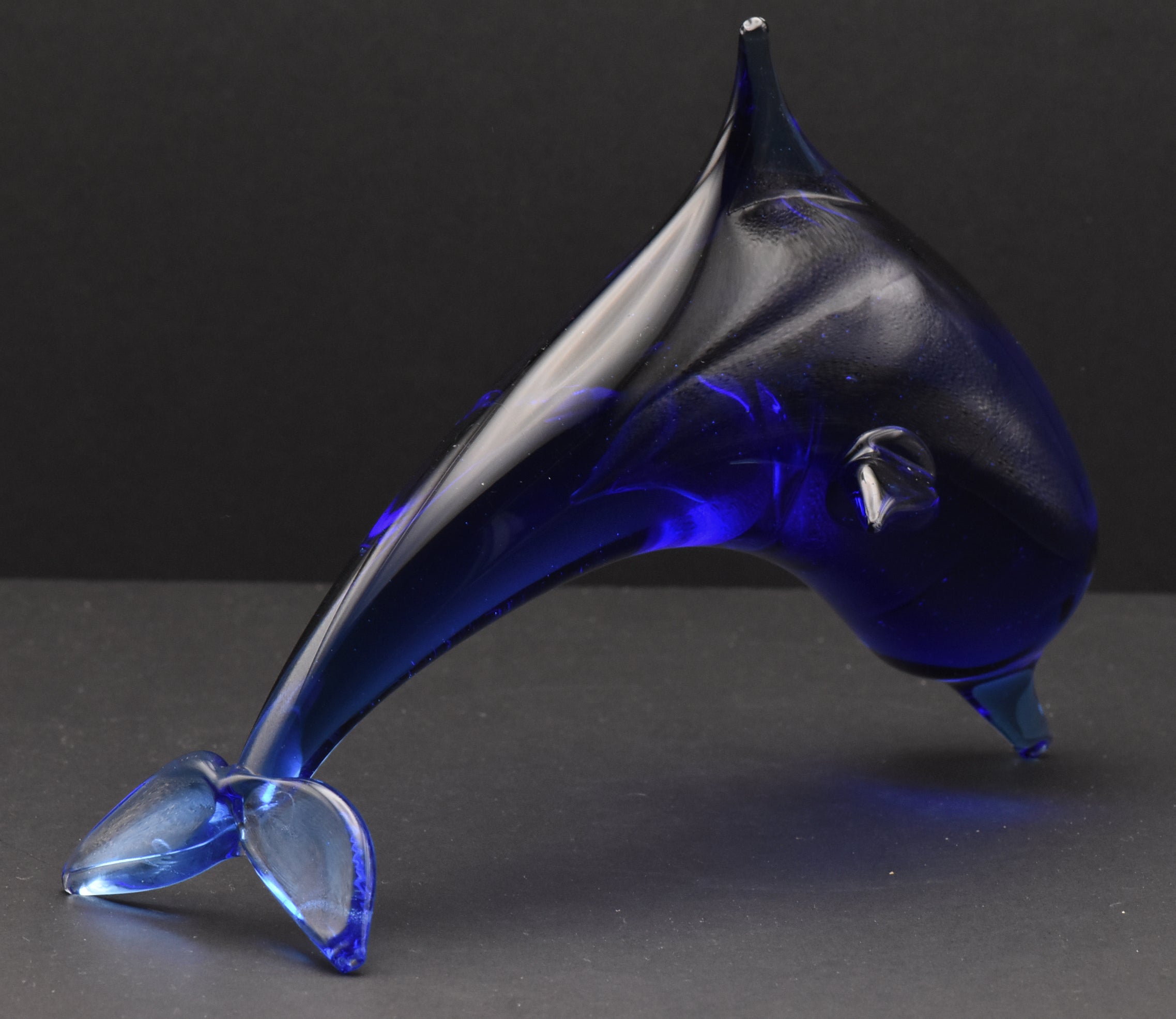 Vintage Handcrafted Cobalt Glass Dolphin Figurine