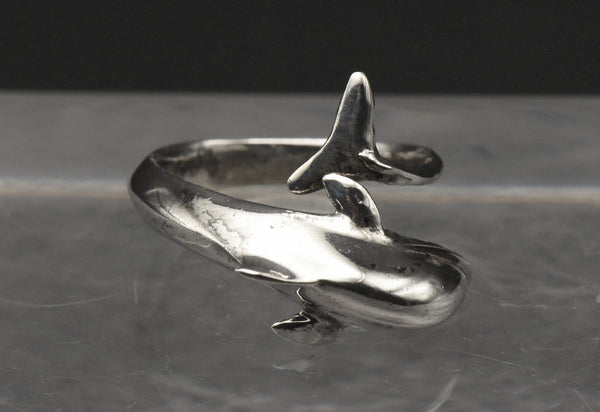 Vintage Sterling Silver Dolphin Adjustable Bypass Ring