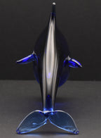 Vintage Handcrafted Cobalt Glass Dolphin Figurine