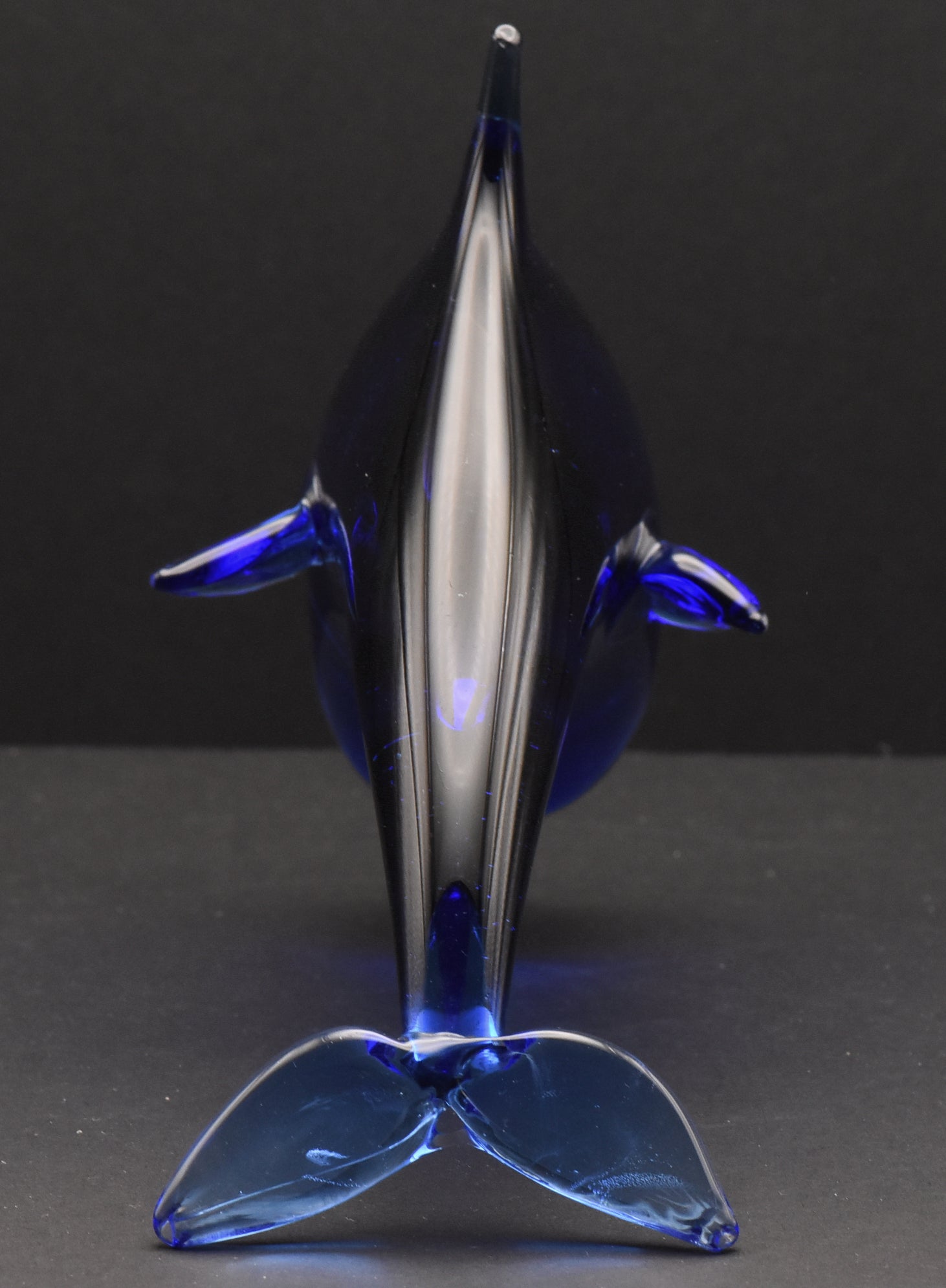 Vintage Handcrafted Cobalt Glass Dolphin Figurine
