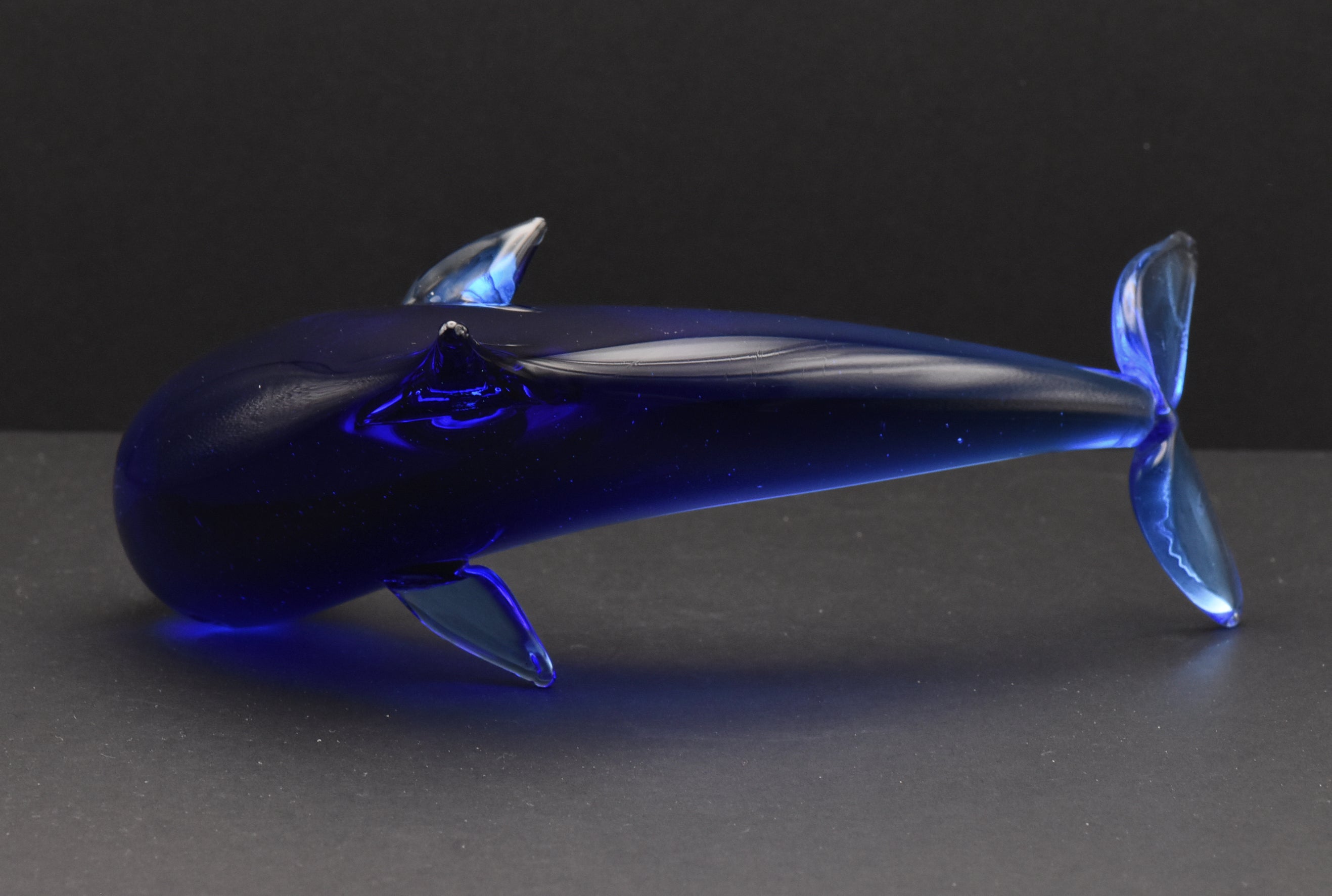 Vintage Handcrafted Cobalt Glass Dolphin Figurine