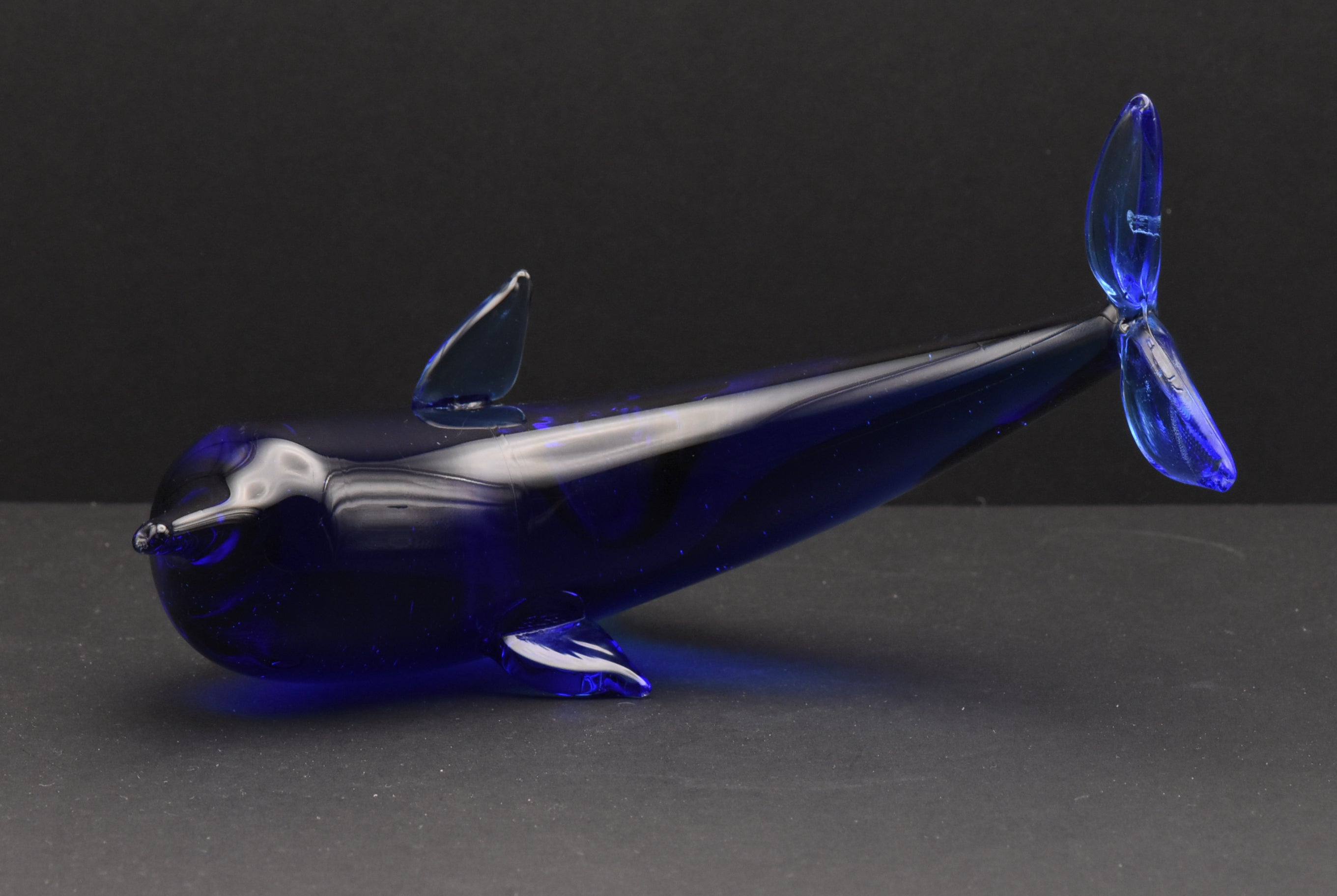 Vintage Handcrafted Cobalt Glass Dolphin Figurine