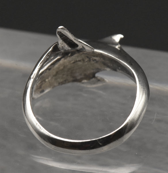 Vintage Sterling Silver Dolphin Adjustable Bypass Ring