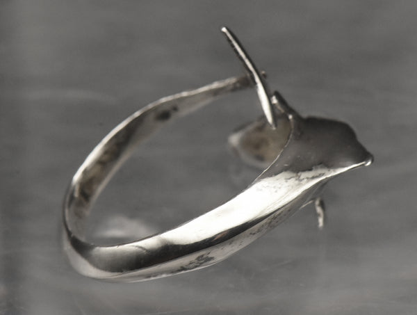 Vintage Sterling Silver Dolphin Adjustable Bypass Ring