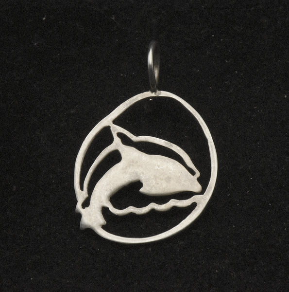 Vintage Sterling Silver Double Dolphin Pendant