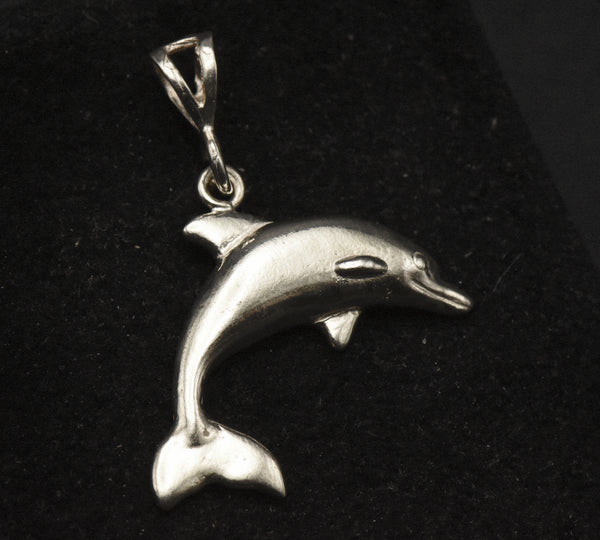 Vintage Sterling Silver Dolphin Dangle Pendant