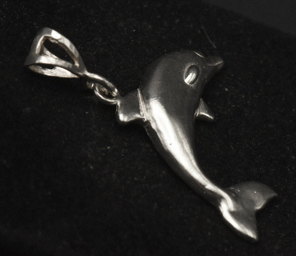 Vintage Sterling Silver Dolphin Dangle Pendant