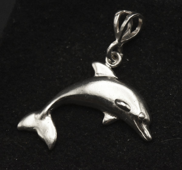 Vintage Sterling Silver Dolphin Dangle Pendant