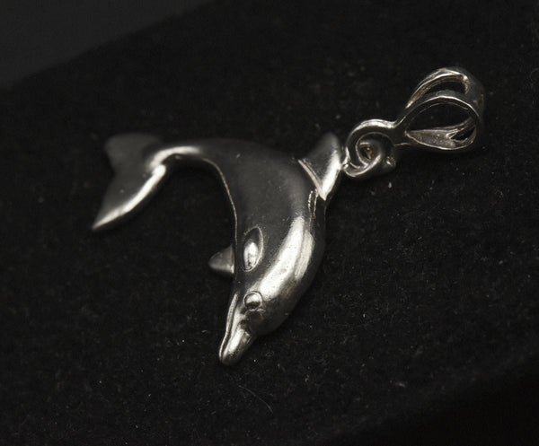 Vintage Sterling Silver Dolphin Dangle Pendant