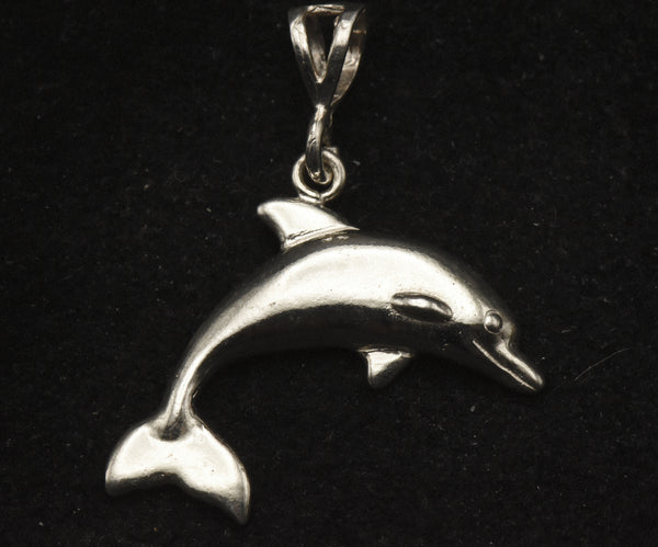 Vintage Sterling Silver Dolphin Dangle Pendant