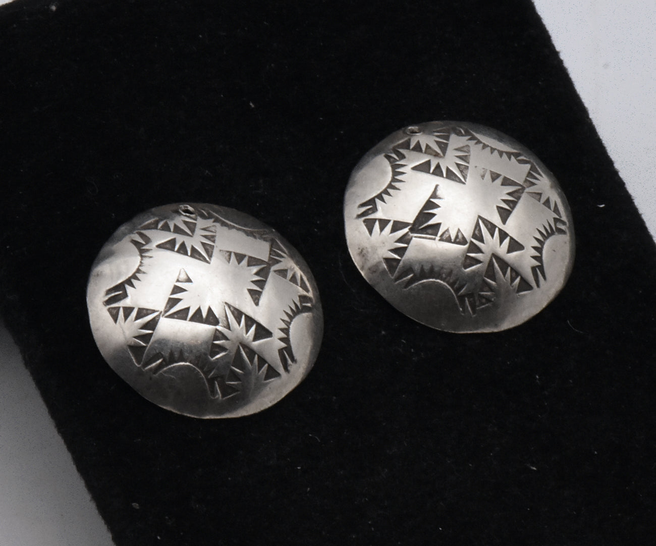 Vintage Sterling Silver Southwestern Style Dome Earrings MISSING CLOSURES