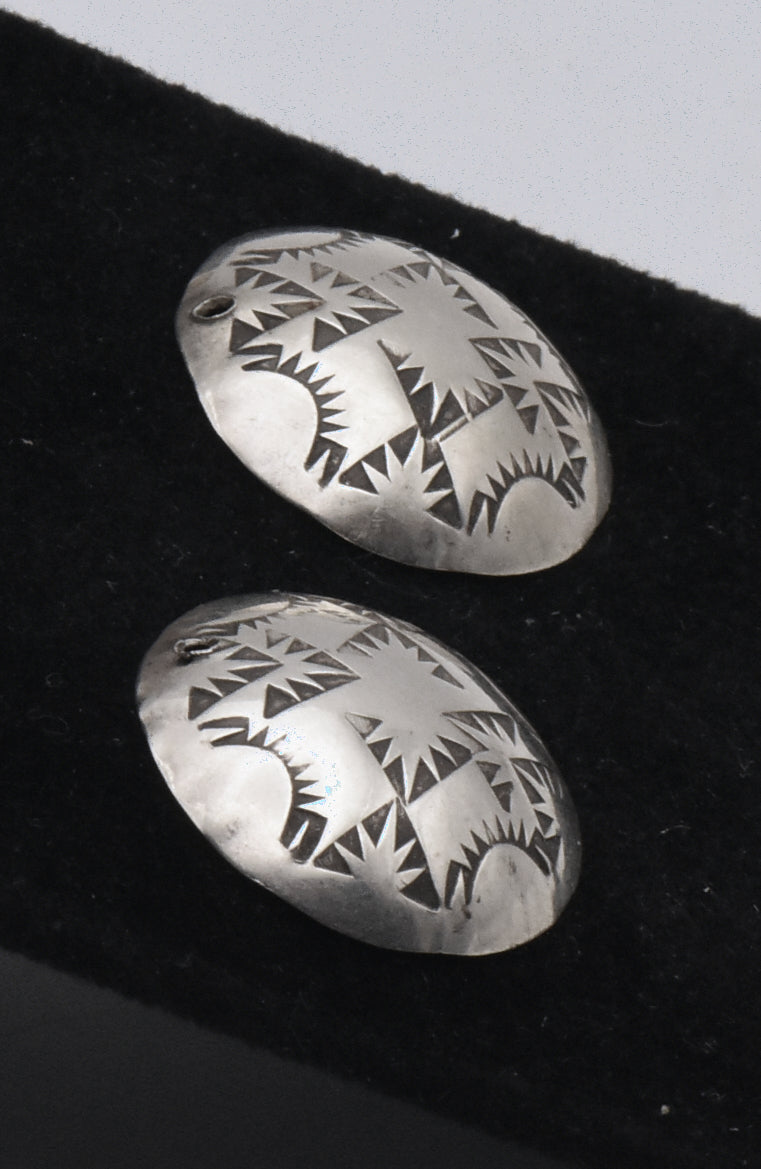Vintage Sterling Silver Southwestern Style Dome Earrings MISSING CLOSURES