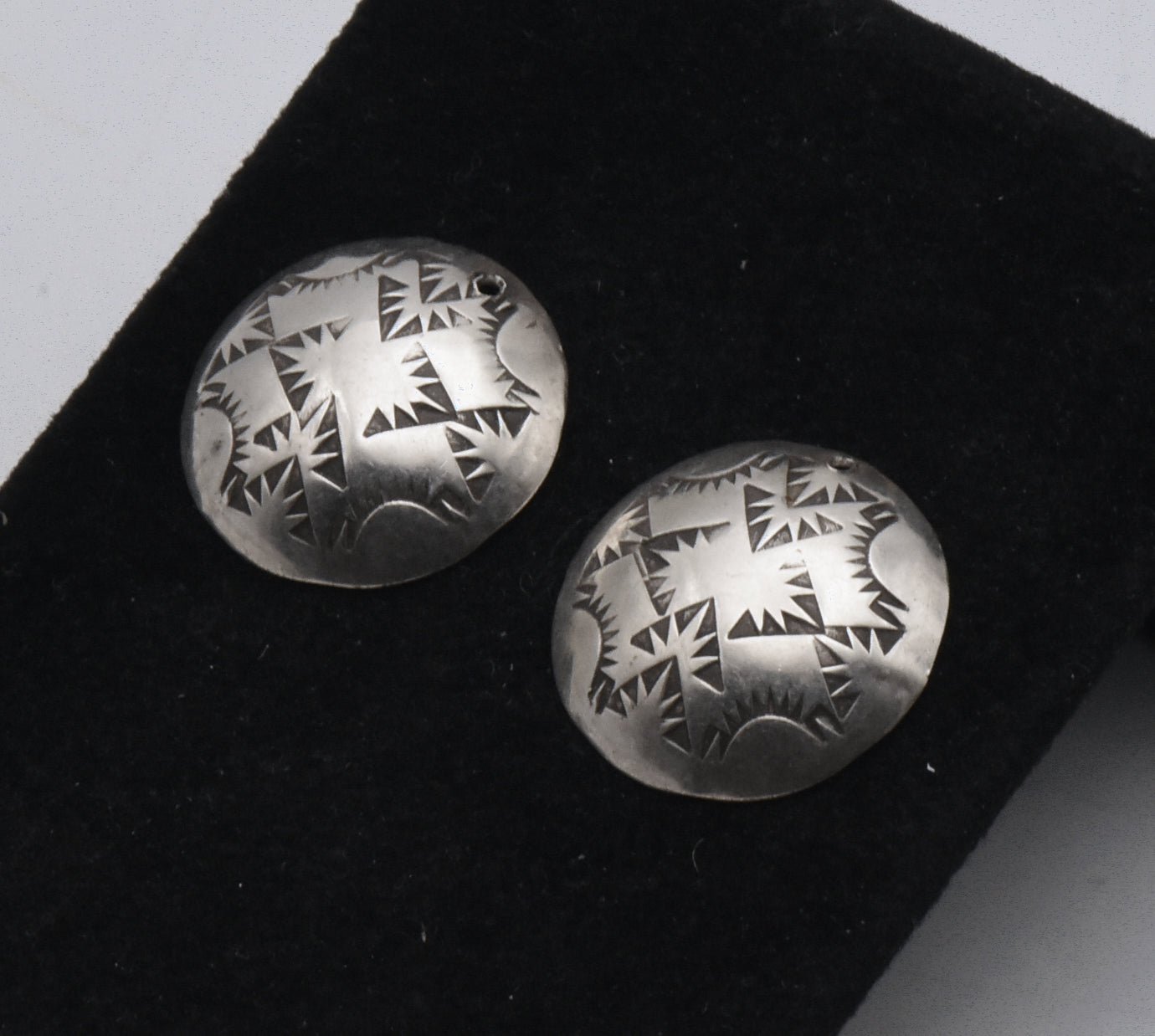 Vintage Sterling Silver Southwestern Style Dome Earrings MISSING CLOSURES