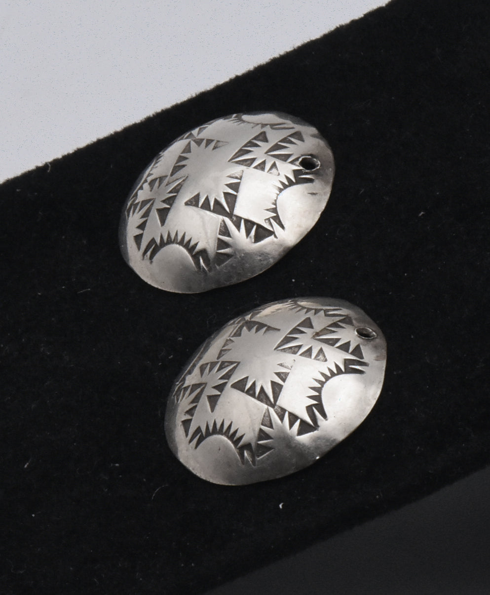 Vintage Sterling Silver Southwestern Style Dome Earrings MISSING CLOSURES
