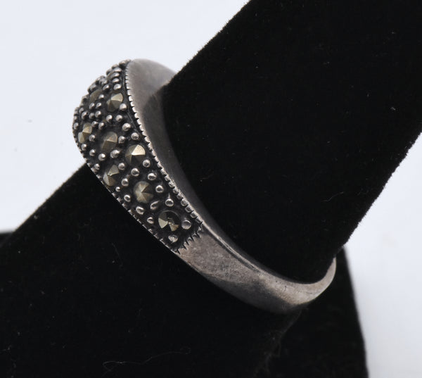 Vintage Sterling Silver and Marcasite Ring - Size 7.75