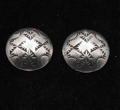 Vintage Sterling Silver Southwestern Style Dome Earrings MISSING CLOSURES