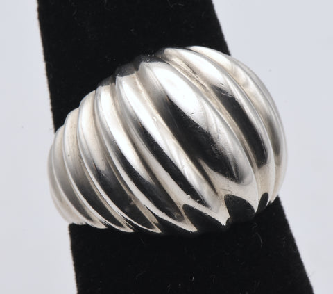 Vintage Sterling Silver Ridged Dome Ring - Size 5.75