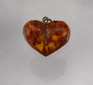 Carved Baltic Amber Heart Pendant