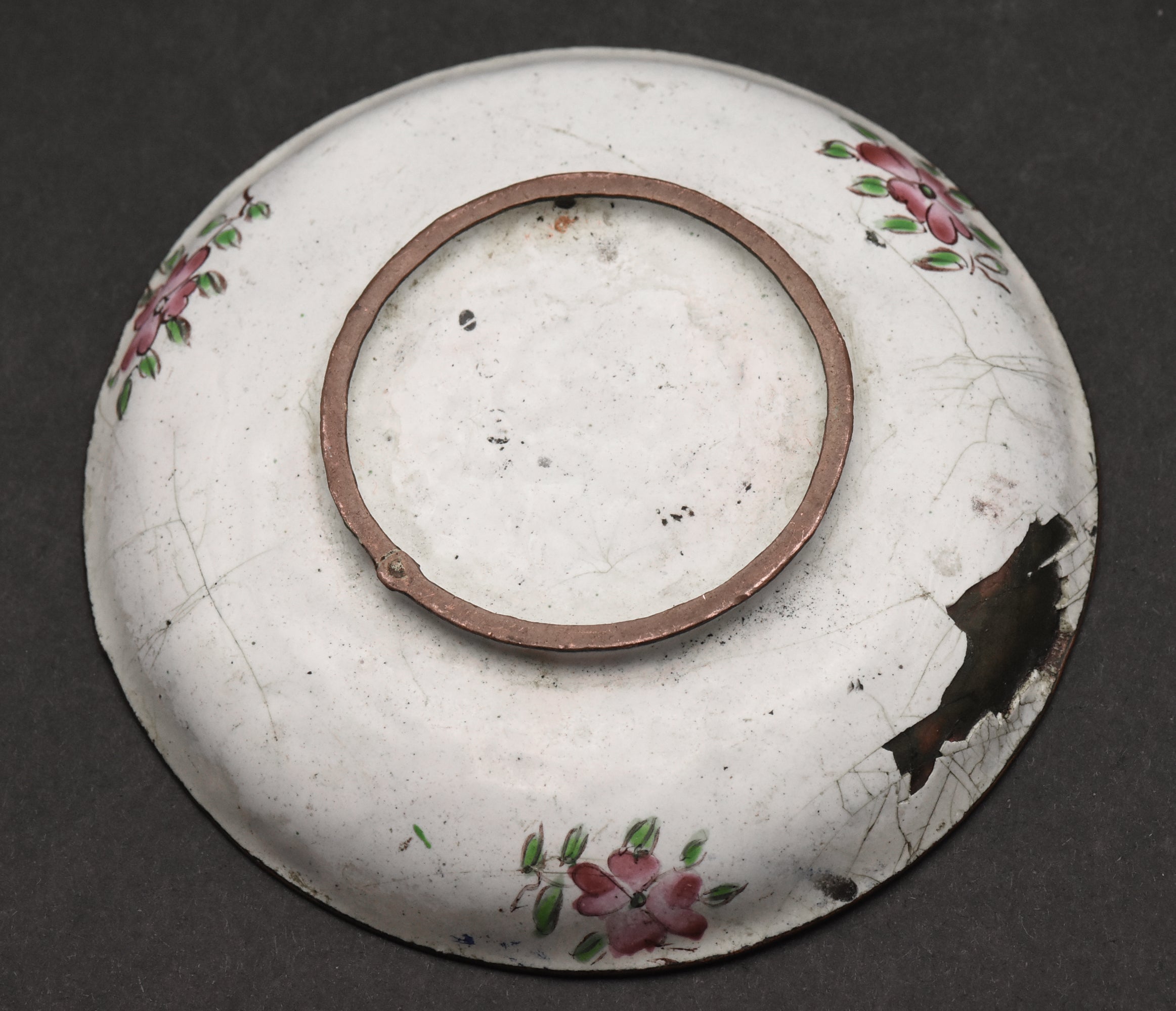 Vintage Hand Painted Dragon Enamel Trinket Dish - See photos