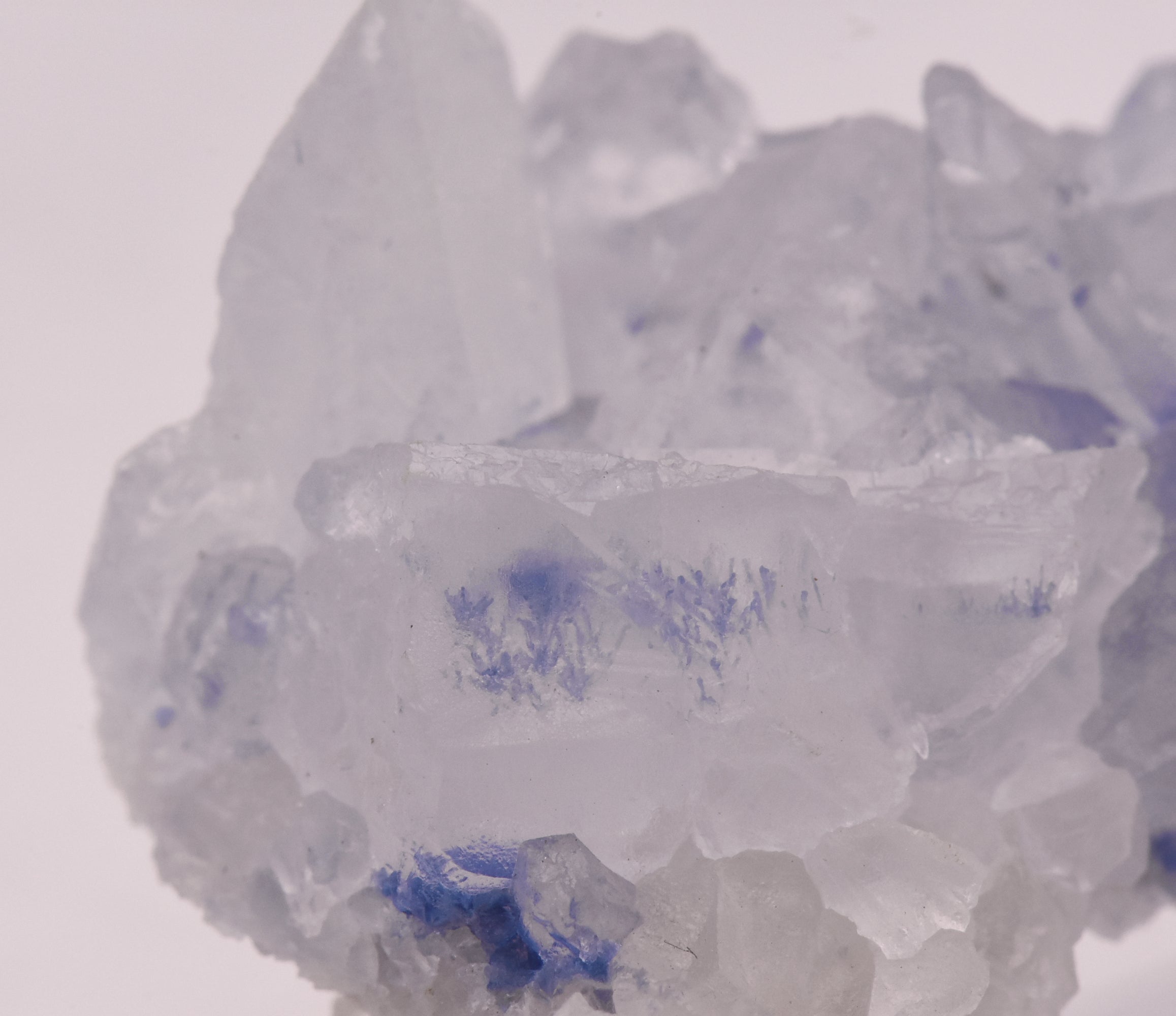 Dumortierite and Quartz Crystal Cluster Mineral Specimen - Brazil