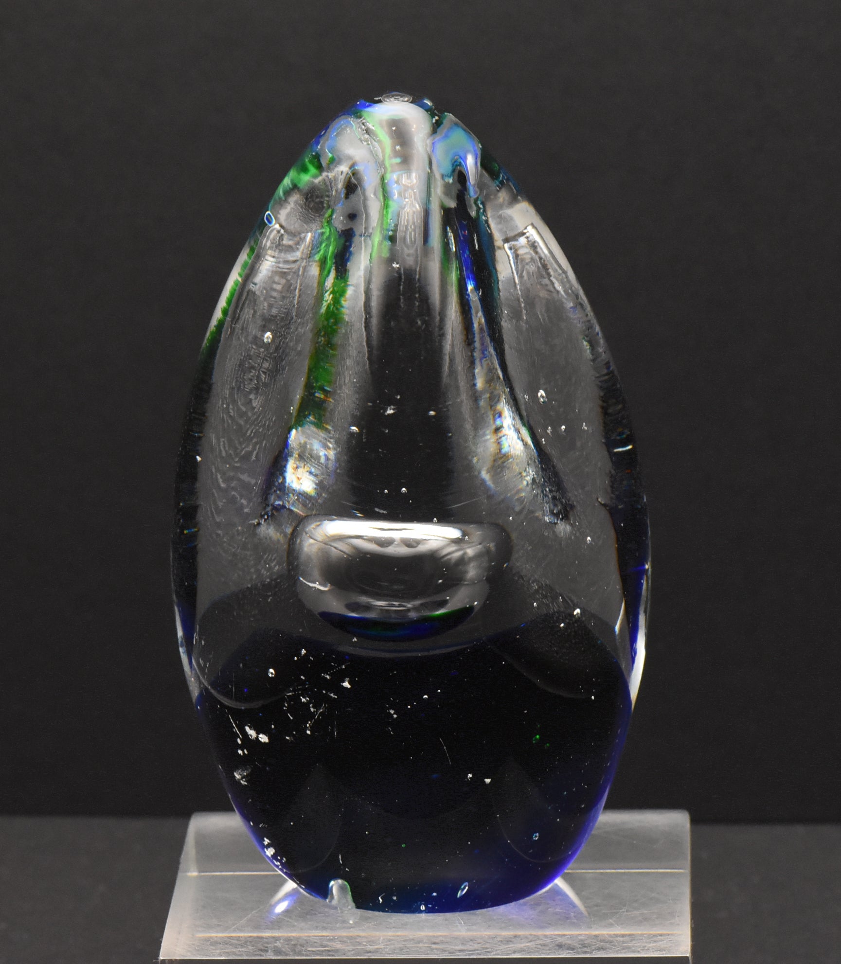 Vintage Controlled Bubble Ovoid Glass Paperweight - 1lb+