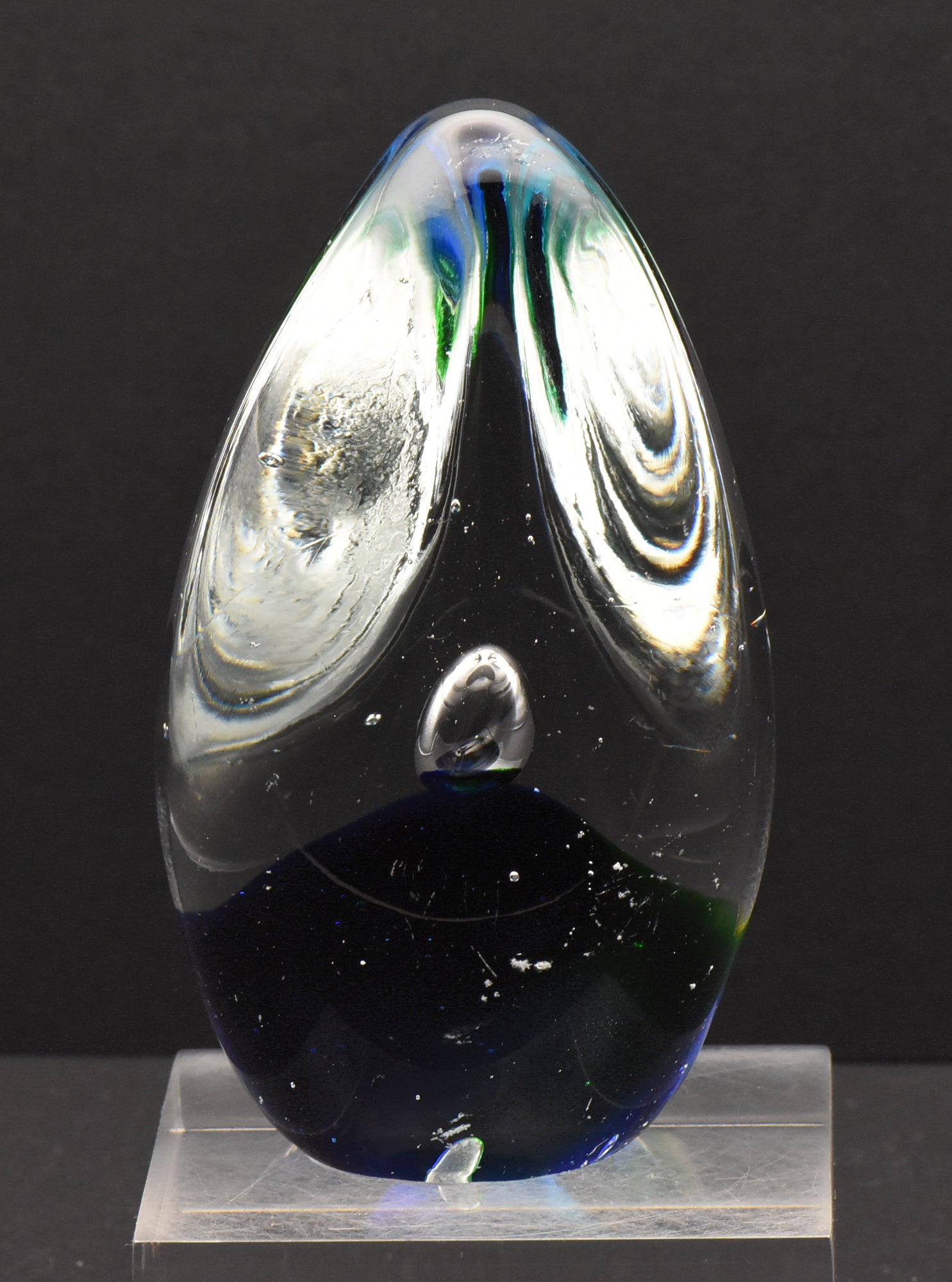 Vintage Controlled Bubble Ovoid Glass Paperweight - 1lb+