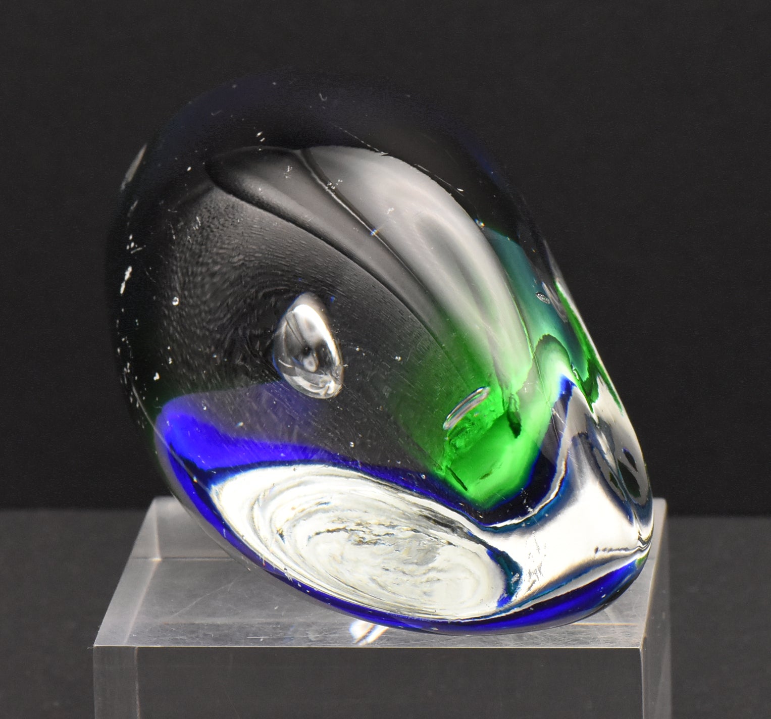 Vintage Controlled Bubble Ovoid Glass Paperweight - 1lb+