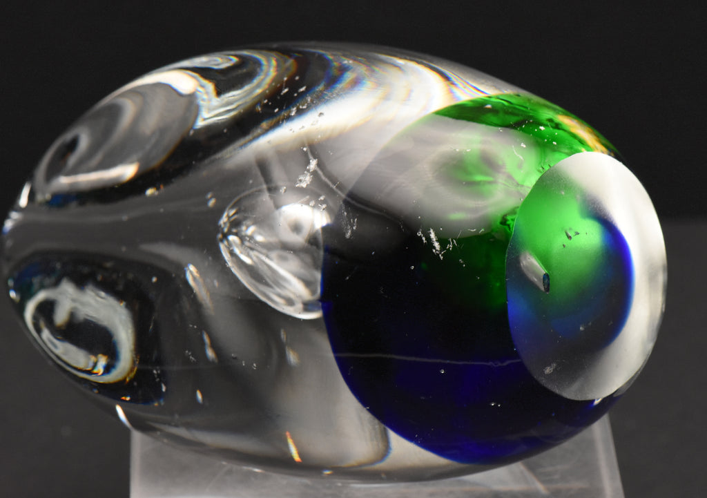 Vintage Controlled Bubble Ovoid Glass Paperweight - 1lb+